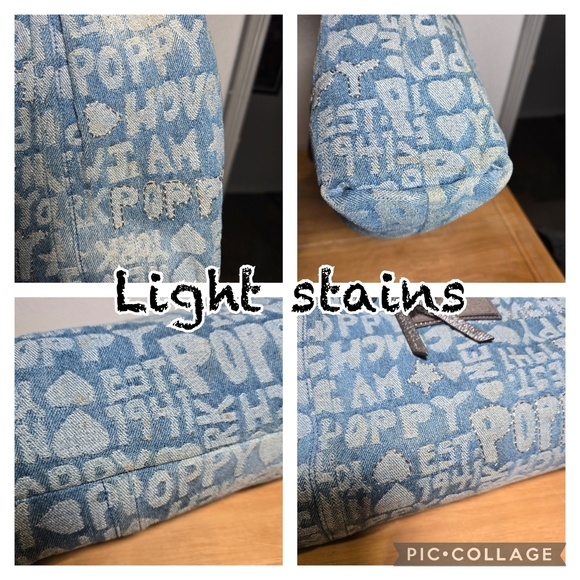 COACH Poppy Wordblock Glam Denim Tote - Picture 14 of 15